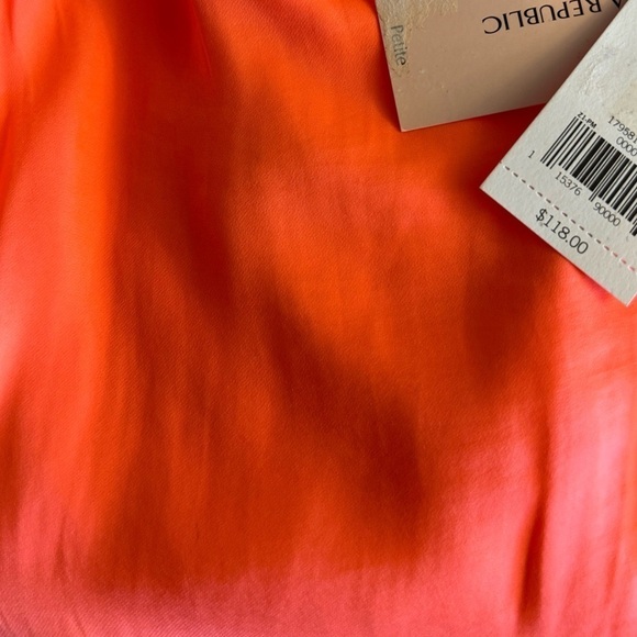 Banana Republic bright orange short sleeve tie waist dress NWT Sz-0 petite. L14 - Picture 9 of 12